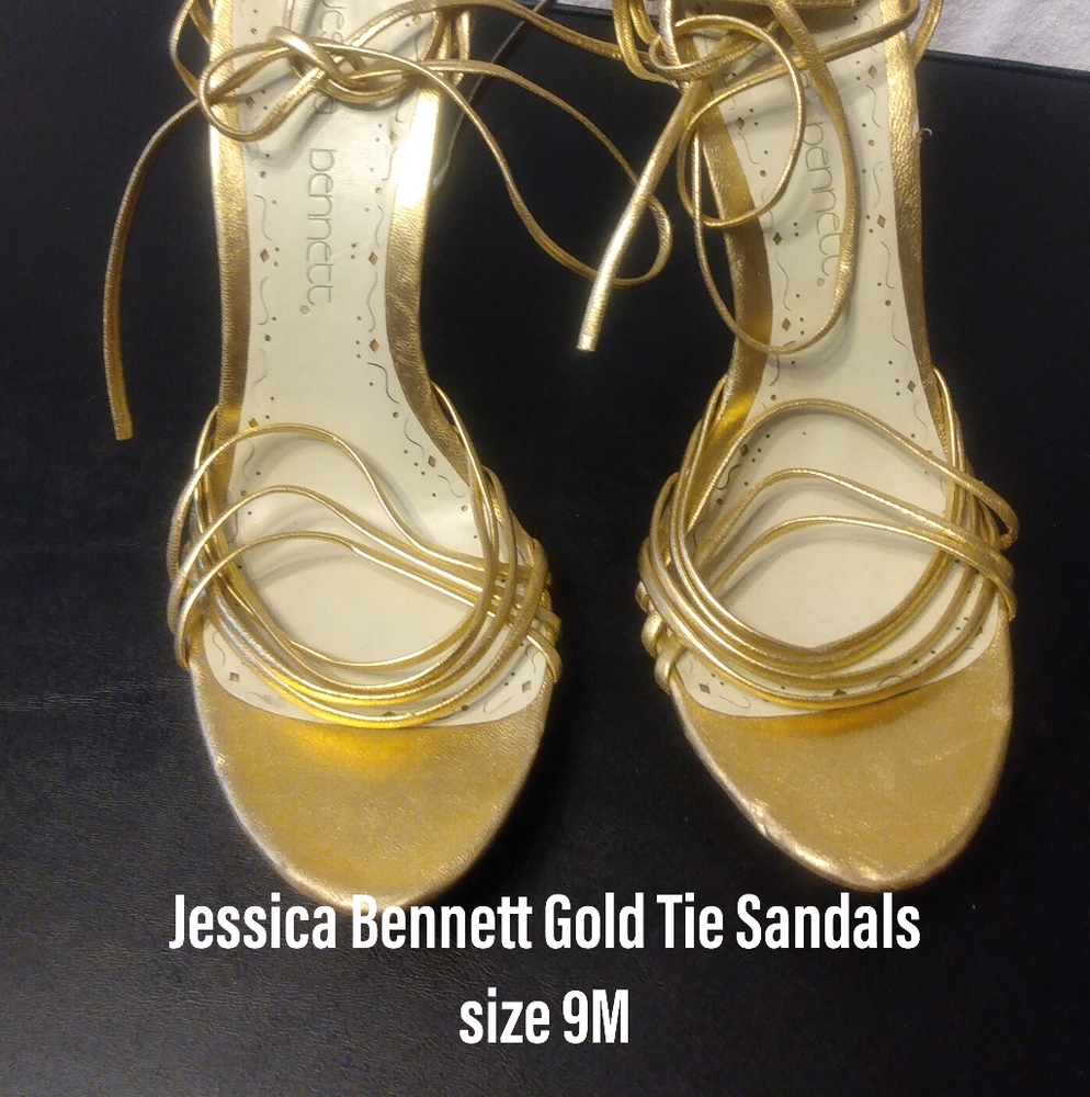 Jessica Bennett Gold Strappy Sandals